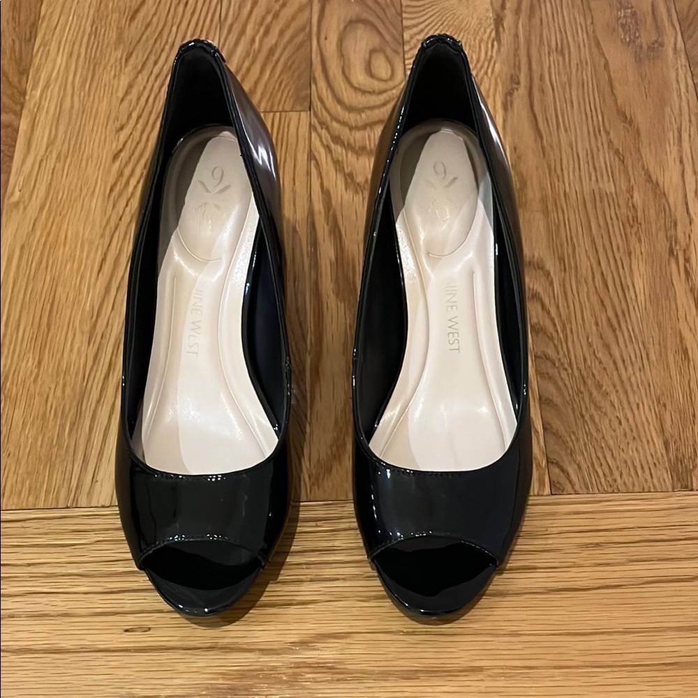 Nine West Black Stiletto Peep-Toe Heels